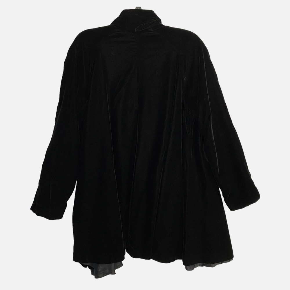 VTG Velvet Open Cardigan Black Dave & Johnny L 80s USA 90s Women's Mid Length - Picture 4 of 7